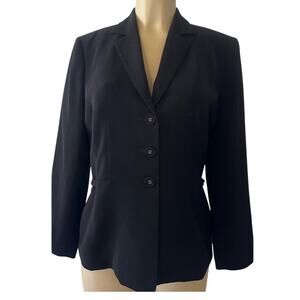 Kasper Black Blazer Women’s 12 Petite Career Office Jacket Button Front Classic